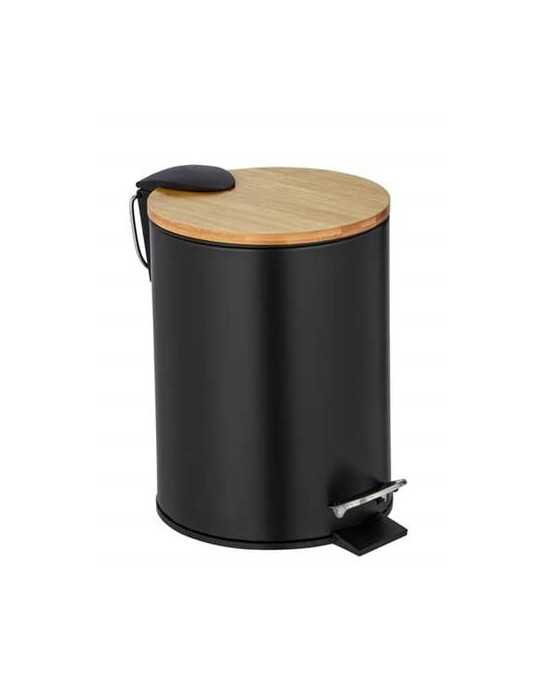 Cubo de Pedal Easy-Close Tortona 3 L, Negro/Bambu WENKO