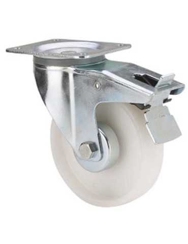 Rueda Giratoria Freno Poliamix Blanco 160mm ALEX