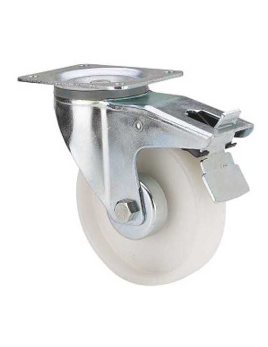 Rueda Giratoria Freno Poliamix Blanco 200mm ALEX