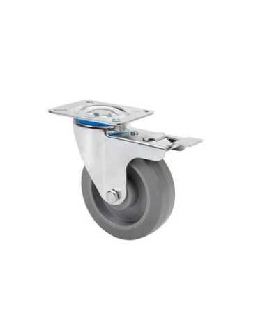 Rueda Giratoria Freno 80 Goma Gris Elastica 120kg. ALEX