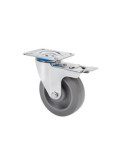 Rueda Giratoria Freno 80 Goma Gris Elastica 120kg. ALEX