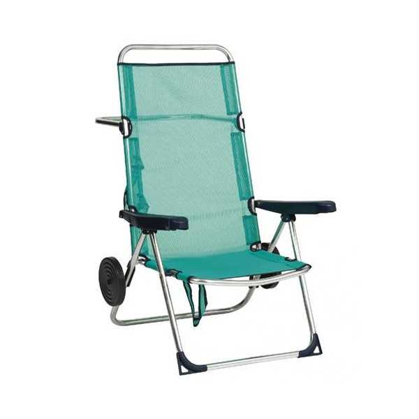 Silla de Playa Alta Plegable de Aluminio y Fibreline con Ruedas Alco ALCO