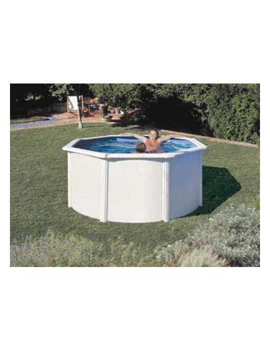 Piscina Desmontable de Acero Redonda Blanca con Depuradora de Arena Ø240x120 cm Gre Kit240eco GRE