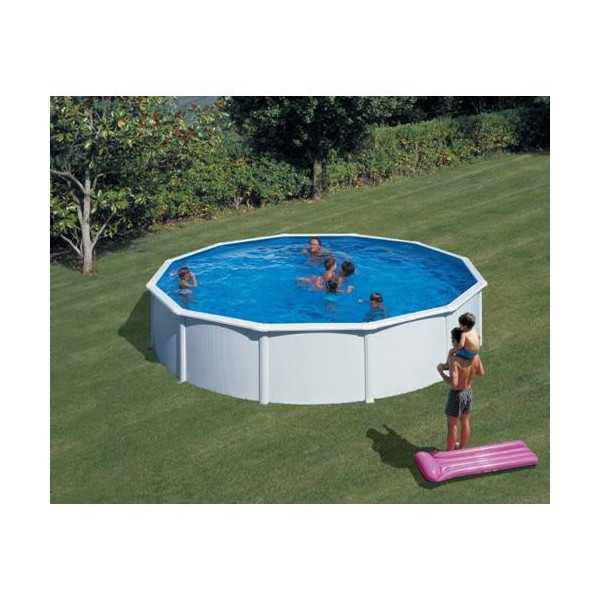 Piscina Desmontable de Acero Redonda Blanca con Depuradora de Arena Ø550x120 cm Gre Kit550eco GRE