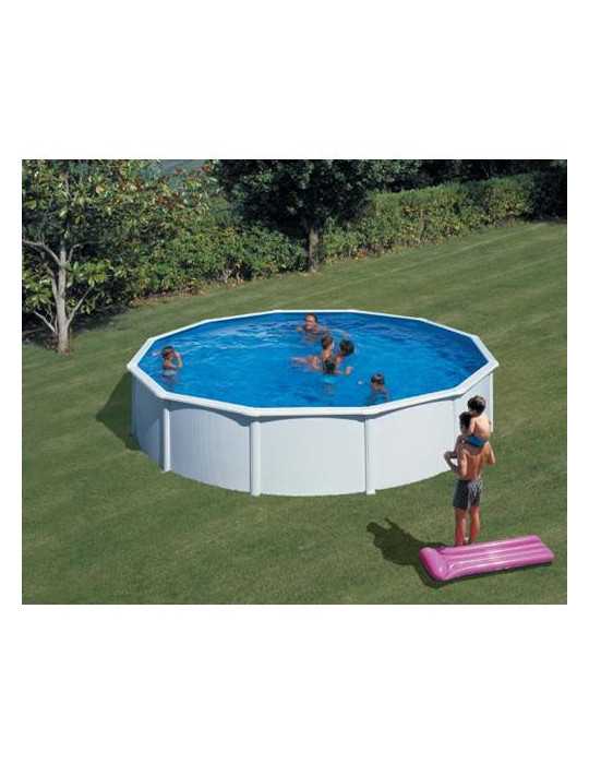 Piscina Desmontable de Acero Redonda Blanca con Depuradora de Arena Ø550x120 cm Gre Kit550eco GRE