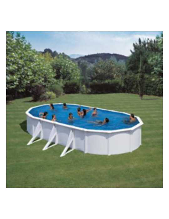 Piscina Desmontable de Acero Ovalada Blanca con Depuradora de Arena 730x375x120 cm Gre Kit730eco GRE
