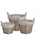 Set 3 Cestas Redondo con Metal y Forro 450000010 KOOPMAN