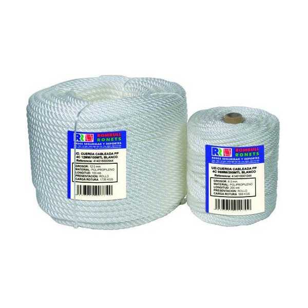 Cuerda Cableada PP. 4 Cabos 8 mm. Bco.100 M. ROMBULL