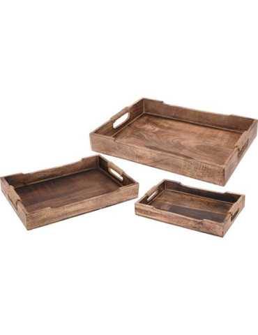 Set 3 Bandejas Madera con Asas A44710620 KOOPMAN