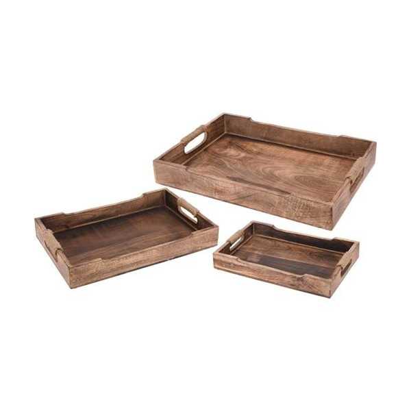 Set 3 Bandejas Madera con Asas A44710620 KOOPMAN