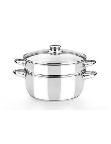 Olla Vapor Optima 20 Tapa Cristal/Acero Inox BRA