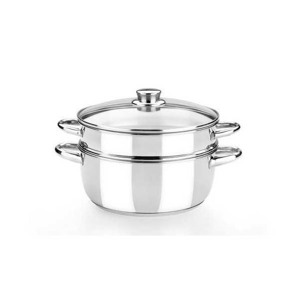 Olla Vapor Optima 20 Tapa Cristal/Acero Inox BRA