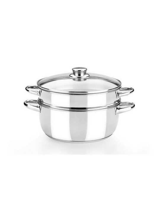 Olla Vapor Optima 20 Tapa Cristal/Acero Inox BRA