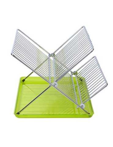 Escurreplatos Cromado Plegable Verde SAUVIC