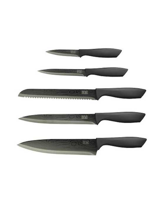 Set 5 Cuchillo Cocina Damask Black Titanium Lor255 TOT EL MON