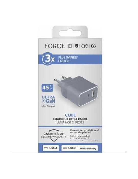 Cargador 45w Puerto Usb-C + Usb-A Gris F152527 METRONIC