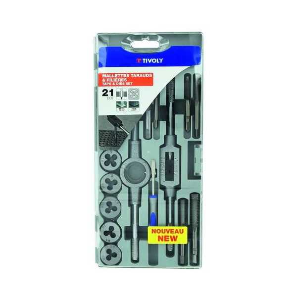 Estuche Machos y Cojinetes (21 piezas) M3 a M12 TIVOLY