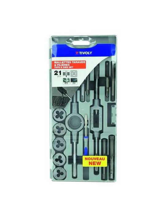 Estuche Machos y Cojinetes (21 piezas) M3 a M12 TIVOLY