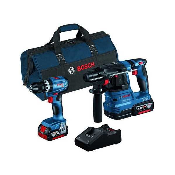 Pack Martillo Perforador y Taladro Combinado a Batería GSB 18V-45 más GBH BOSCH