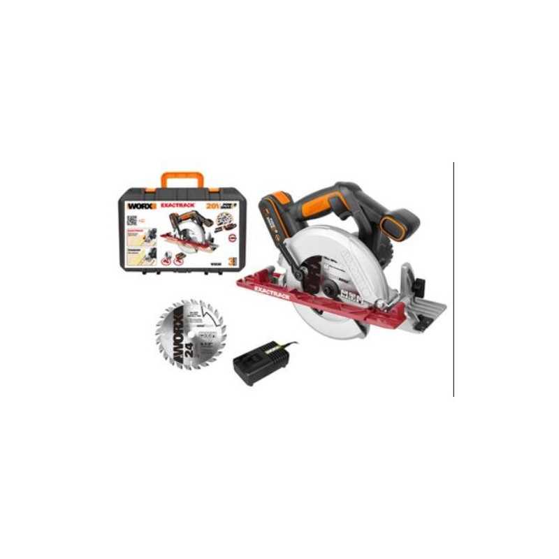 Sierra circular WORX exactrack 165mm 20v (1 bateria 2.0ah)