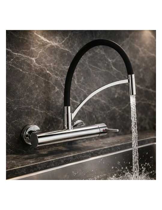 Grifo Cocina Flexyform Mural Cromo/Negro MARTI 1921