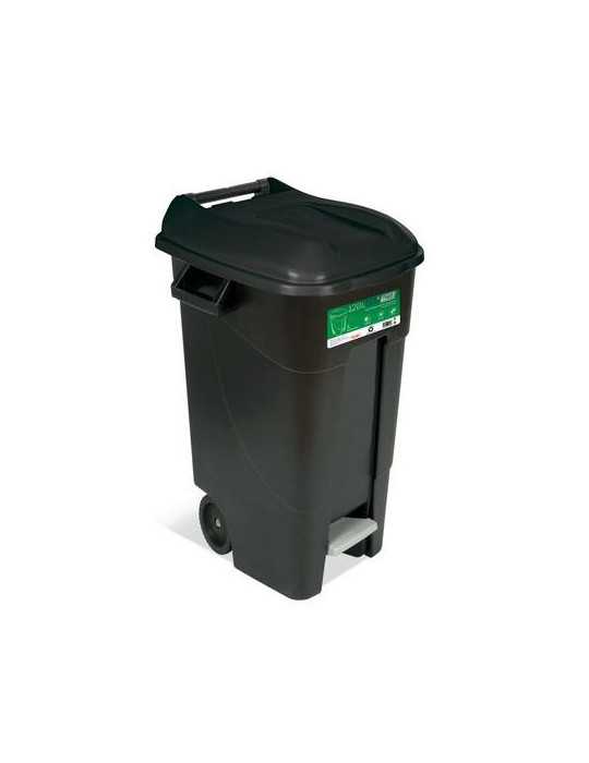 Contenedor Jardin 120 L. con Pedal Negro Eco 443138 TAYG