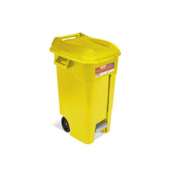 Contenedor Jardin 120l con Pedal Amarillo Eco 443015 TAYG