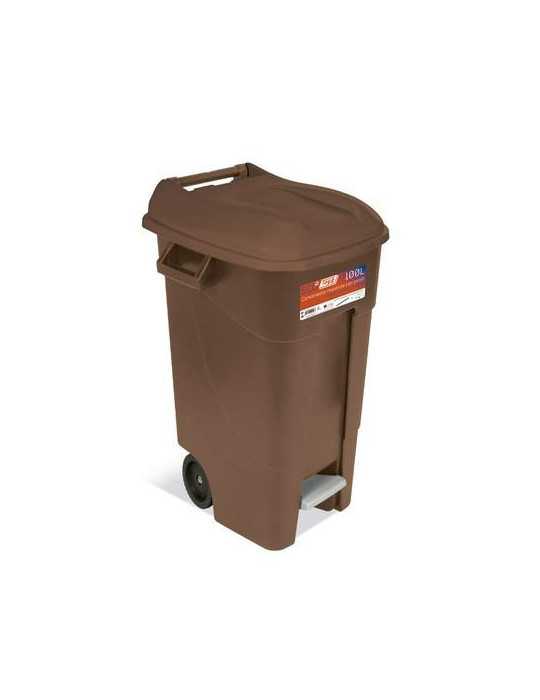 Contenedor Jardin 120l con Pedal Marron Eco 443237 TAYG