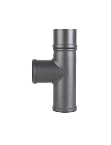 Té con Tapa Pellet Inox Pintado Grafito Ø80mm