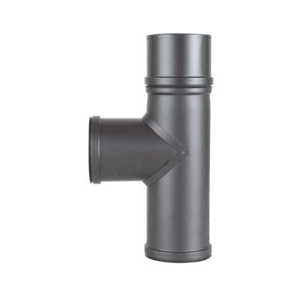 Té con Tapa Pellet Inox Pintado Grafito Ø80mm