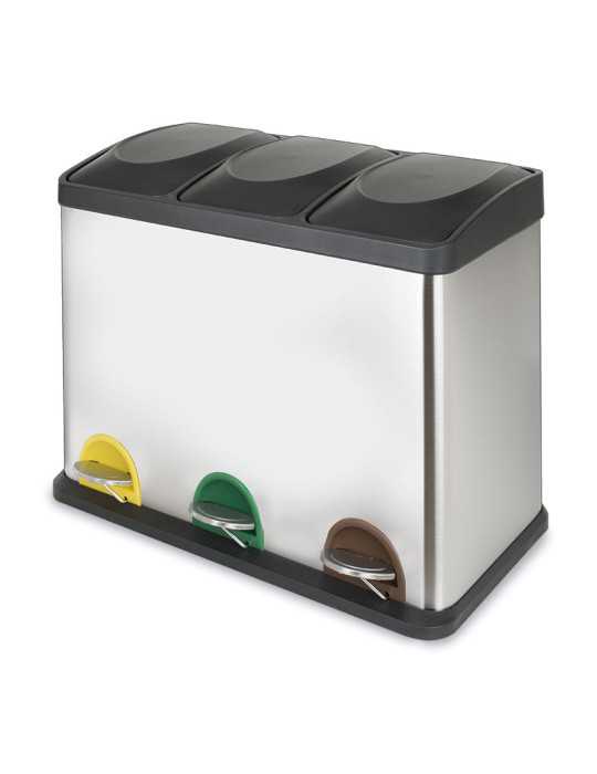 Cubo de Pedal Ecológico Triple Cromado HABITEX