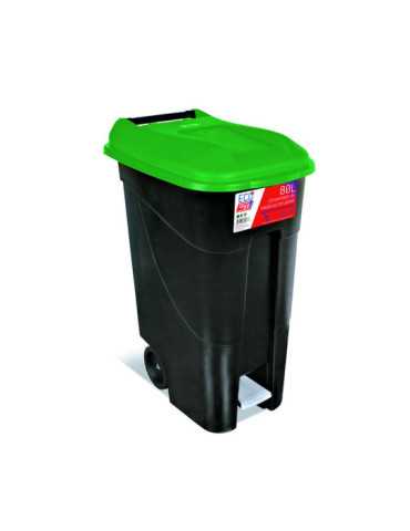 Contenedor con Pedal 80 L Tapa Verde TAYG