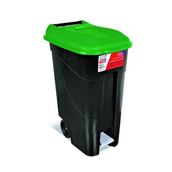 Contenedor con Pedal 80 L Tapa Verde TAYG