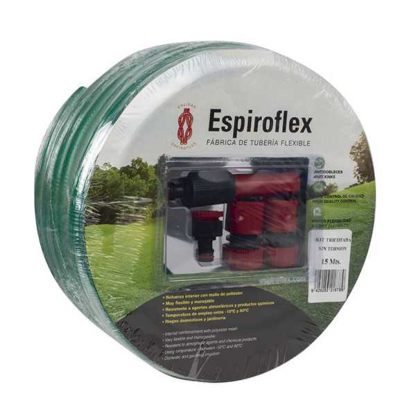 Kit Manguera Tricotada sin Torsión 15mm x 15 m ESPIROFLEX