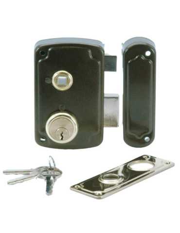 Cerradura de Sobreponer 1056B 70mm Izquierda Bombín Redondo ILARGI