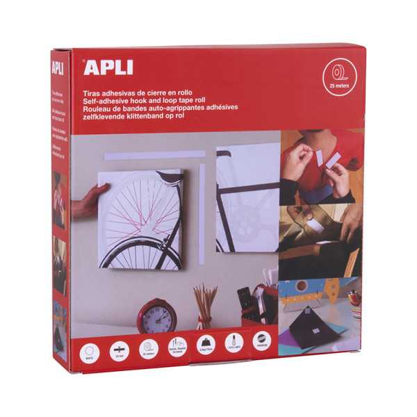 Cinta Adhesiva Tipo Velcro 2 cm x 25 m Blanca APLI