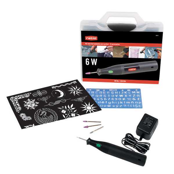 Kit Miniherramientas para Grabar 6 W con Accesorios RATIO