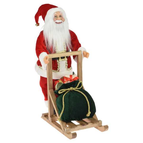 Papá Noel PP en Trineo de Madera