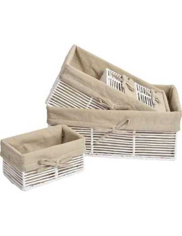 Conjunto 5 Cestas Papel/Estructura Metal Blanco