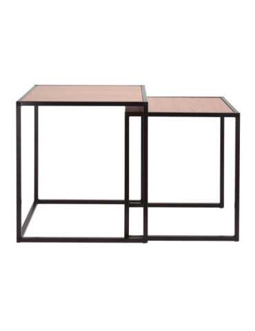 Mesas Nido 2 Unidades Cuadradas Madera Natural