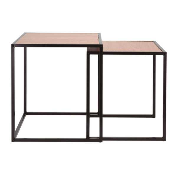 Mesas Nido 2 Unidades Cuadradas Madera Natural