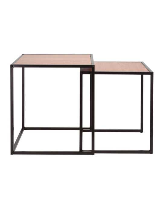 Mesas Nido 2 Unidades Cuadradas Madera Natural