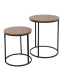 Mesas Nido 2 Unidades Redondas Madera Natural