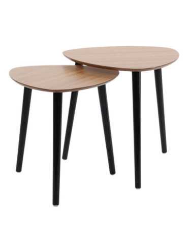 Mesas Nido 2 Unidades Ovaladas Madera Natural