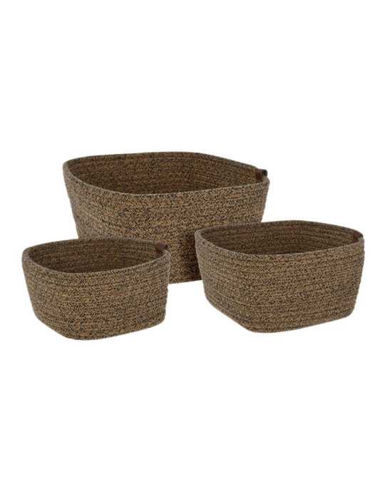 Cesta de Cuerda de Algodón Cuadrada 3 Unidades