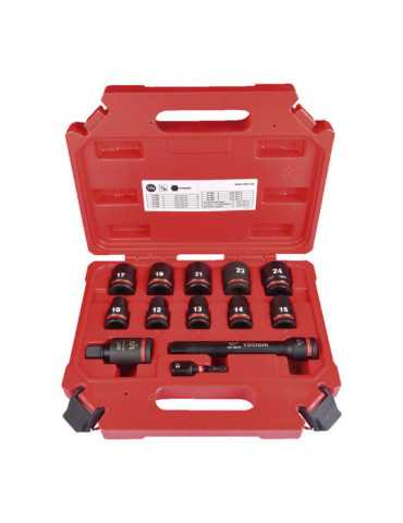 Estuche de 13 Vasos Cortos Shockwave 1/2" MILWAUKEE