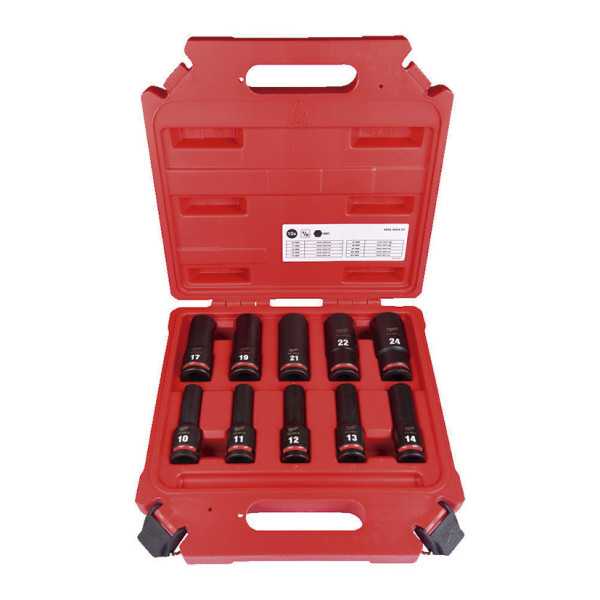 Estuche de 10 Vasos Largos Shockwave 1/2" MILWAUKEE