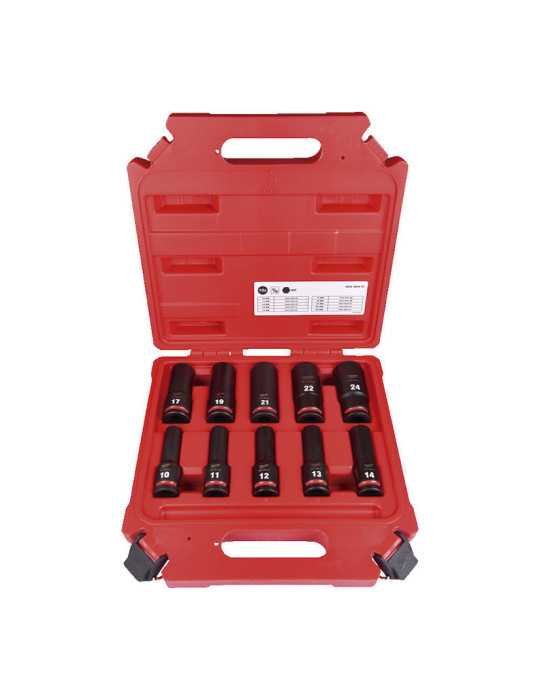 Estuche de 10 Vasos Largos Shockwave 1/2" MILWAUKEE