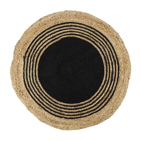Alfombra de Yute Negro Diámetro 90 cm