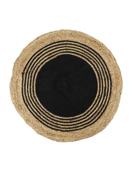 Alfombra de Yute Negro Diámetro 90 cm